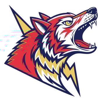 the head of a wolf with lightning bolt on it vector