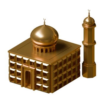 Box Mosque 3D Render Design Element Top Side View png