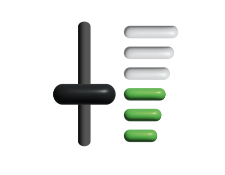 3D Black level slider controller grey sound, audio, music mixing console icon with scale markings png