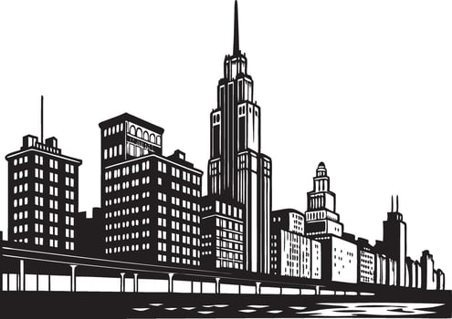 Silhouette of a Bustling City vector