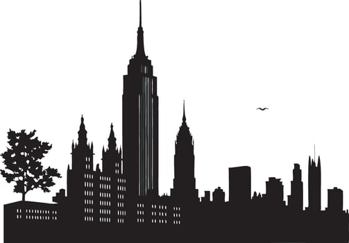 City Horizon Silhouette with Modern Designs vector