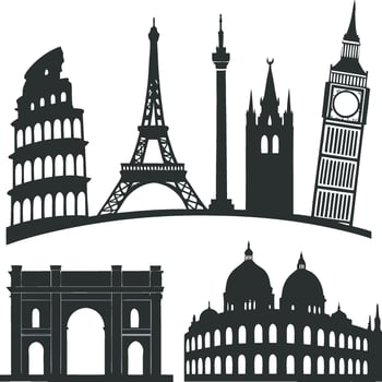 Silhouette of Historic and Famous Landmarks vector