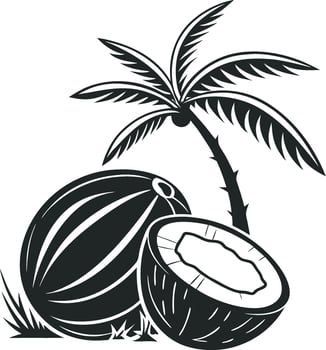 Coconut Tree and Tropical Fruit Silhouette vector