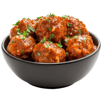 Delicious Spicy Meatballs in Bowl Food Photography png