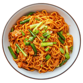Delicious Chicken Noodles Asian Cuisine Tasty Food Overhead Shot png