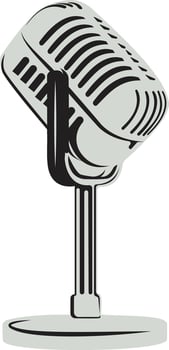 a retro microphone on a stand with a white background vector