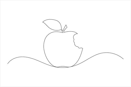 Apple fruits line drawing of isolated single line icon vector