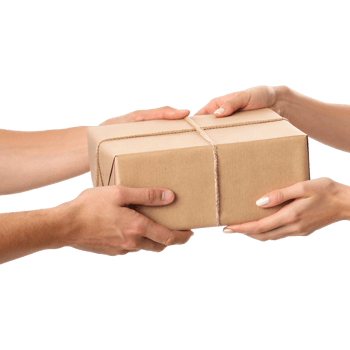 Customer receiving a package from a courier transparent background png
