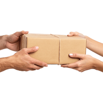 Safe package delivery concept with hands holding a parcel transparent background png