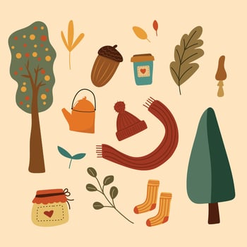 Vintage set of cozy elements vector