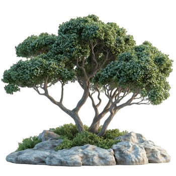 Bonsai Tree on Rock for Natural Zen Aesthetics png