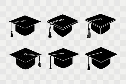 Graduation cap silhouette icon set vector