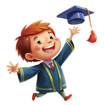 Boy Celebrating Graduation with Tossed Cap png