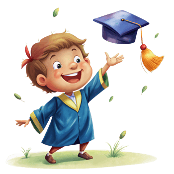 Proud Boy Tossing Cap High on Graduation Day png