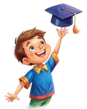 Smiling Boy Tossing Graduation Hat with Joy png