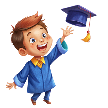 Boy Tossing Graduation Cap with Bright Smile png