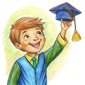 Boy Tossing Graduation Hat on Bright Sunny Day png