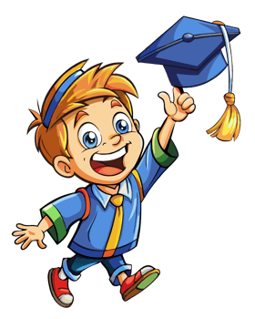 Boy Tossing Graduation Cap with a Big Smile png