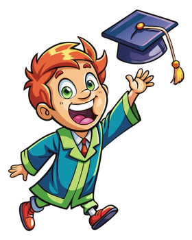Cheerful Boy Celebrating Graduation with Tossed Hat png