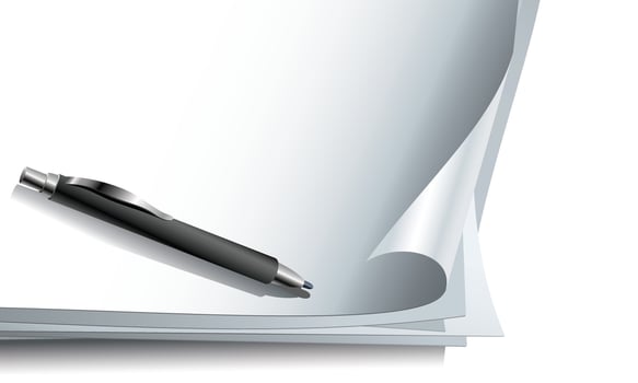 Elegant Black Pen on Stack of Blank Papers vector