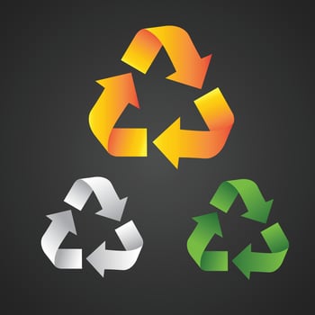 Recycle colorful icons, symbols, modern signs, linear pictograms vector
