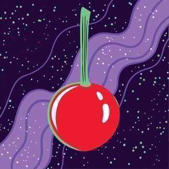 Cosmic Cherry A Vibrant Abstract Fruit Illustration vector