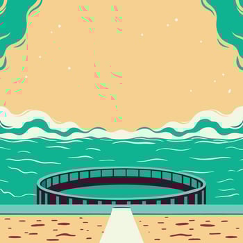 Ocean View Platform Coastal Relaxation and Scenic Vista vector