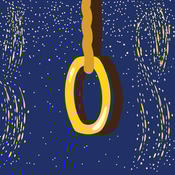 Golden Ring Hanging, Night Sky Background, Abstract Art vector