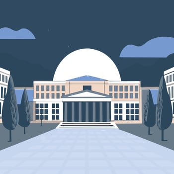 Grand Building at Night Architectural Design and Cityscape vector