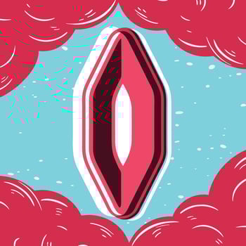 Abstract Red and White Shape in Blue Sky vector