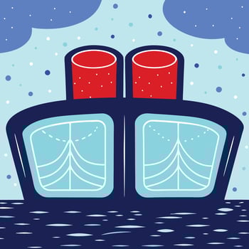 Ocean Liner Illustration Red Stacks, Blue Water vector