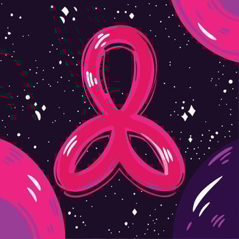 Cosmic Pink Figure in Space Abstract Art vector