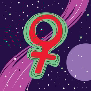 Cosmic Female Symbol A Vibrant Space Design vector