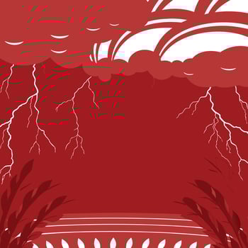 Red Sky, Lightning Bolts, and Stormy Clouds vector
