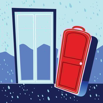 Red Door, Flood, Rainy Day An Abstract Illustration vector
