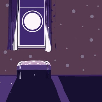 Purple Room with Trunk and Window vector