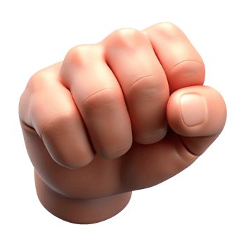 3D Render of a Closed Fist, Strong Hand Gesture png