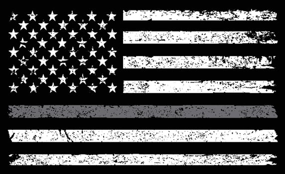 USA grunge flag with a thin gray or silver line. A sign to honor and respect American correctional officers, prison guards and jailers. vector
