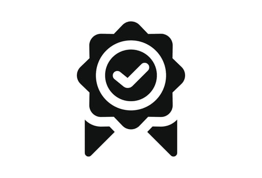 Approved check or certified or verified medal icon. Approval check symbol. Winning award, prize, medal champion, medal or badge. Icon in flat style and line. Certified badge symbol, quality sign vector