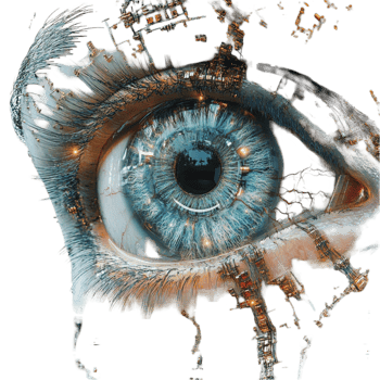 Intricate Eye with Fusion of Organic and Mechanical Elements png