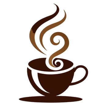 Hot coffee cup with swirling steam perfect for cozy mornings. vector