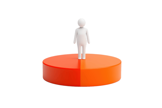 A single white figure stands on a circular orange platform, symbolizing focus or leadership. png