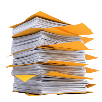 A stack of documents with yellow folders, neatly arranged, showcasing organization and paperwork. png