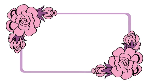 A floral frame with pink roses and space for text vector