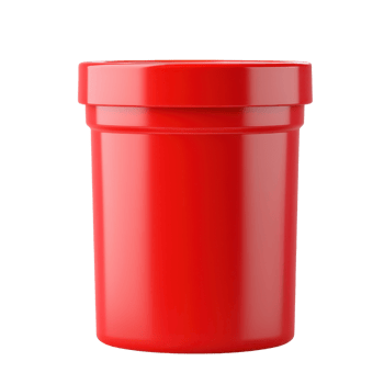 A glossy red container with a lid, perfect for storage or packaging. png