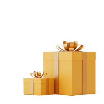 A pair of yellow gift boxes adorned with ribbons and bows, symbolizing celebration and special occasions. png