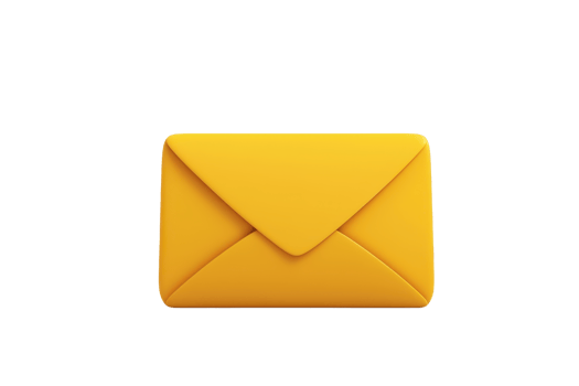 A vibrant yellow envelope with a classic triangular flap design, representing communication and mail delivery. png