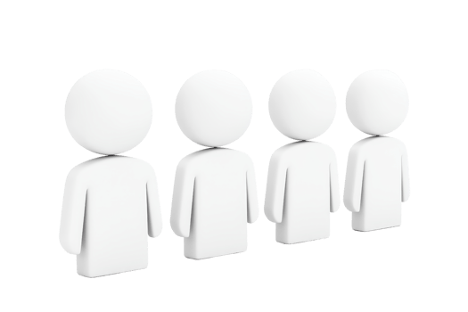 Simple white figures standing in a line. png