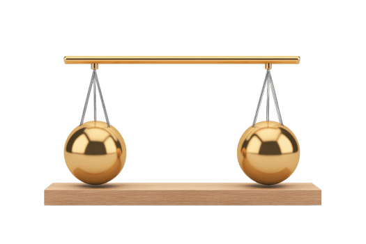 A balanced scale featuring two golden spheres, symbolizing equality and measurement. png