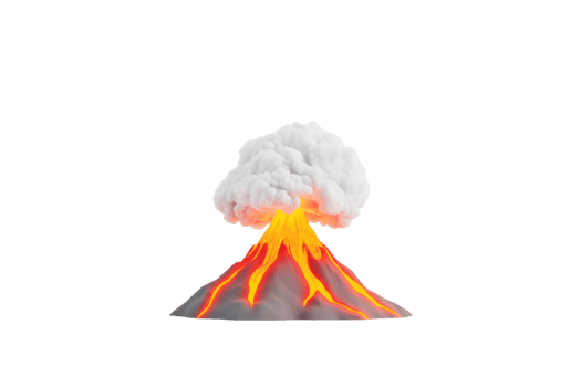 A volcanic eruption spewing molten lava and ash, showcasing a dramatic explosion from the summit. png